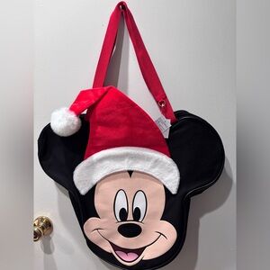 Disney Parks Santa Mickey Mouse big head tote bag.
